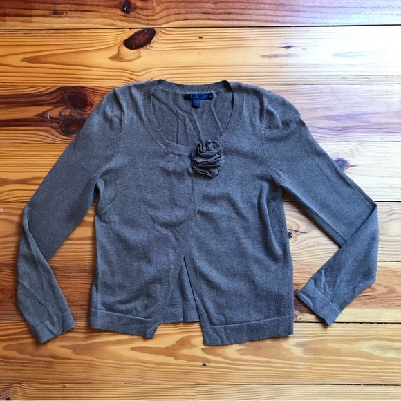 Boden Tan Brown Floral Appliqué Cardigan, EUC, 8 S - Picture 3 of 13